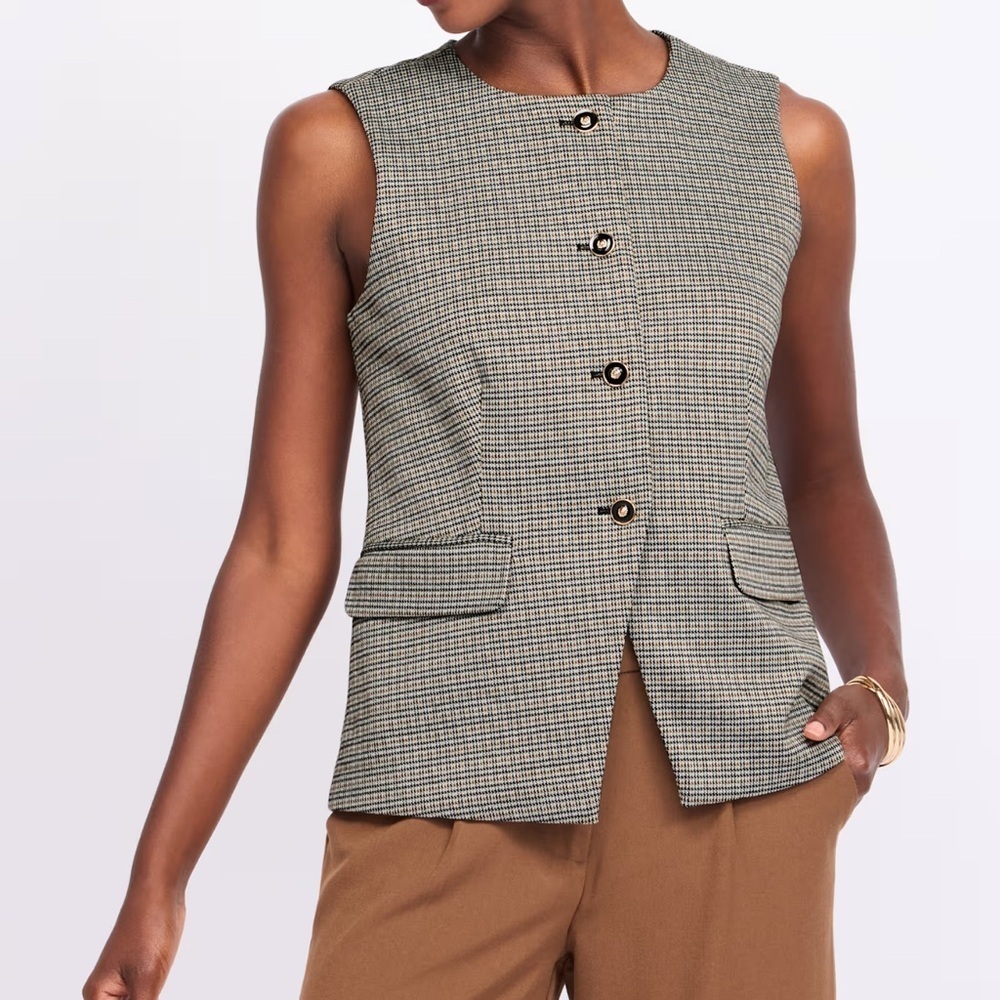 Bagatelle Monochrome Houndstooth Buttoned Vest NWT